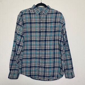 Croft‎ & Barrow Plaid Flannel Shirt Mens Medium Blue Checkered Button Down